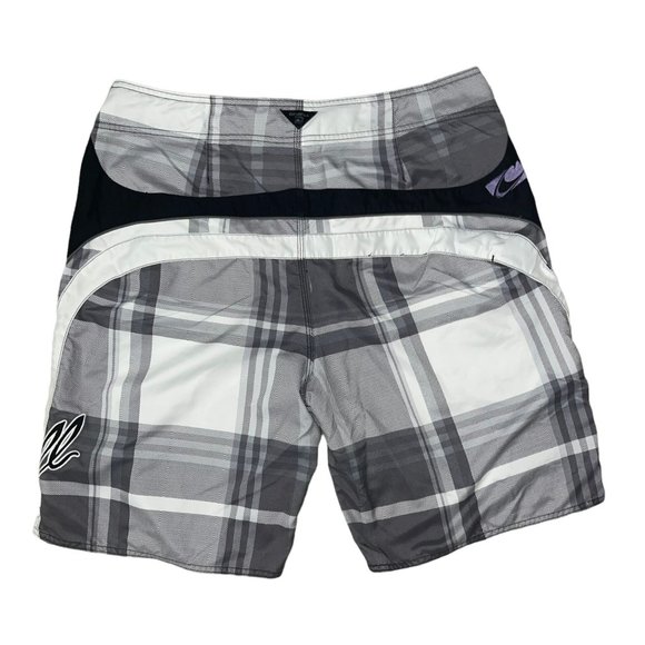 ONeill Board Shorts Mens 38 Checkered Check Pocket Embroidered Logo Swimwear - Picture 4 of 8